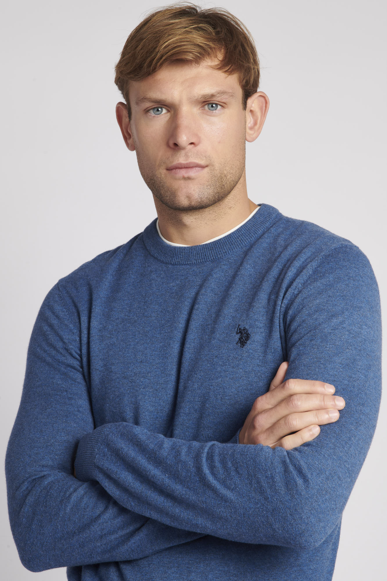 Mens Lightweight Crew Neck Jumper in Set Sail Marl