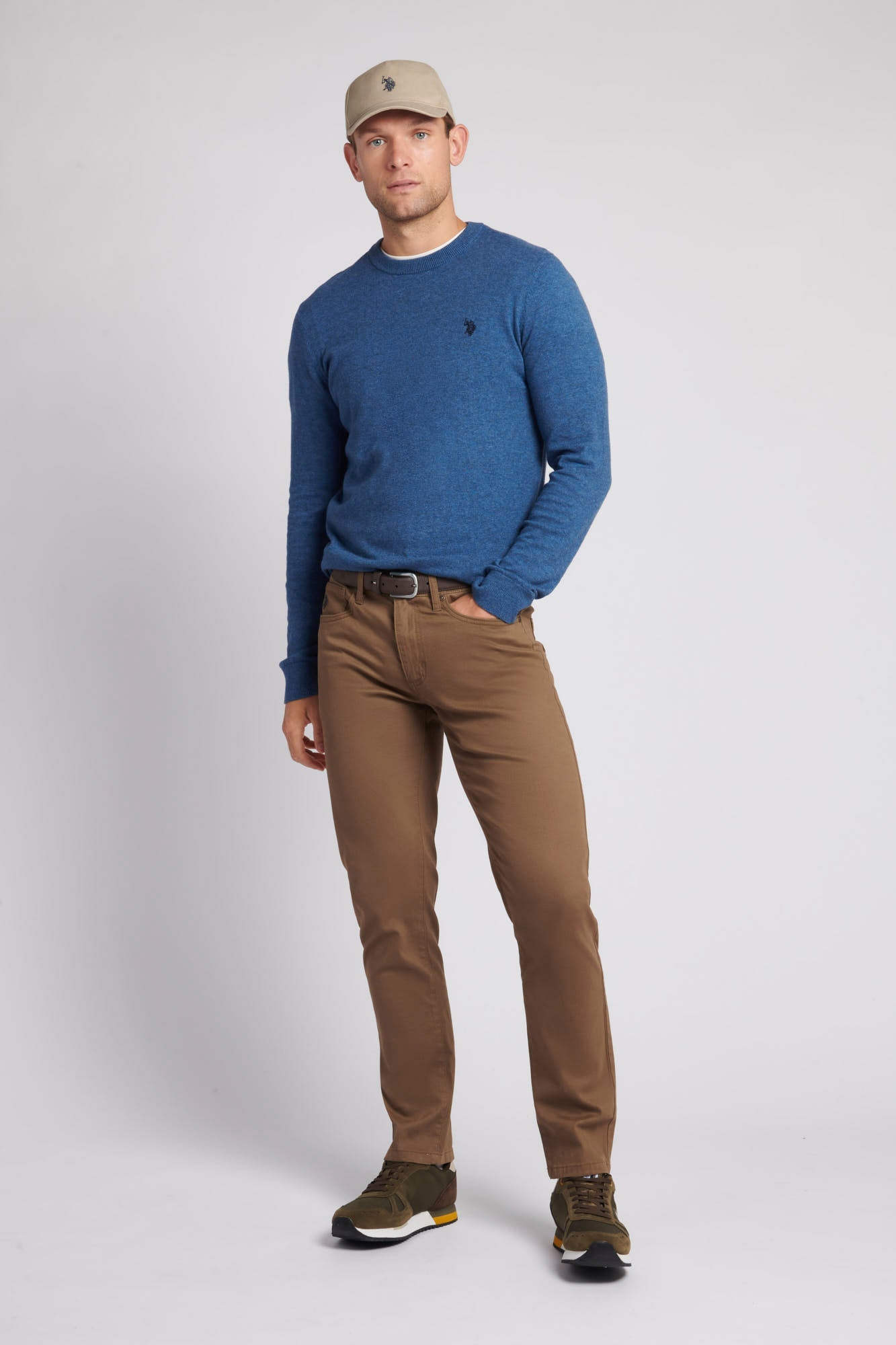 Mens Lightweight Crew Neck Jumper in Set Sail Marl