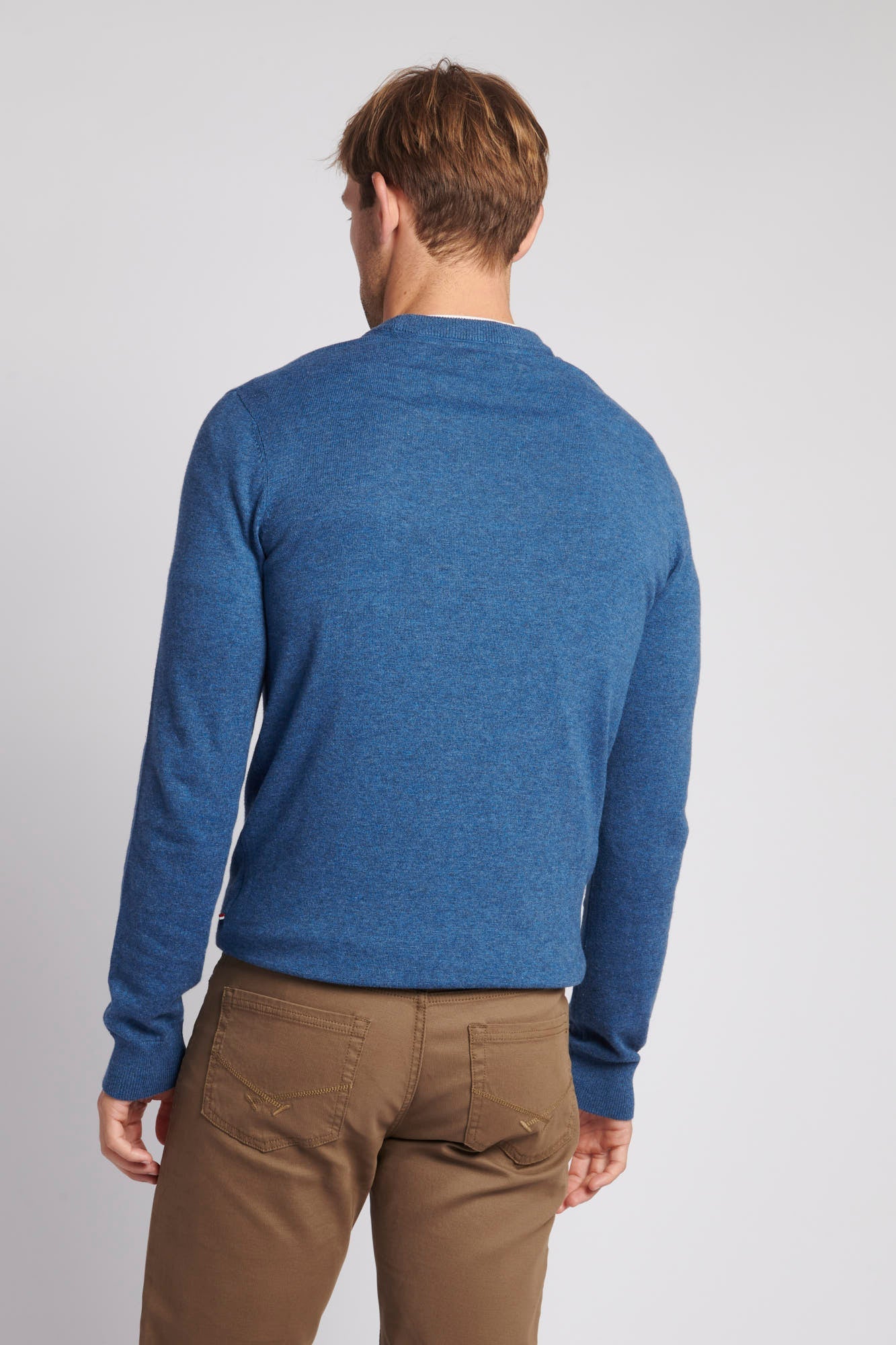 Mens Lightweight Crew Neck Jumper in Set Sail Marl