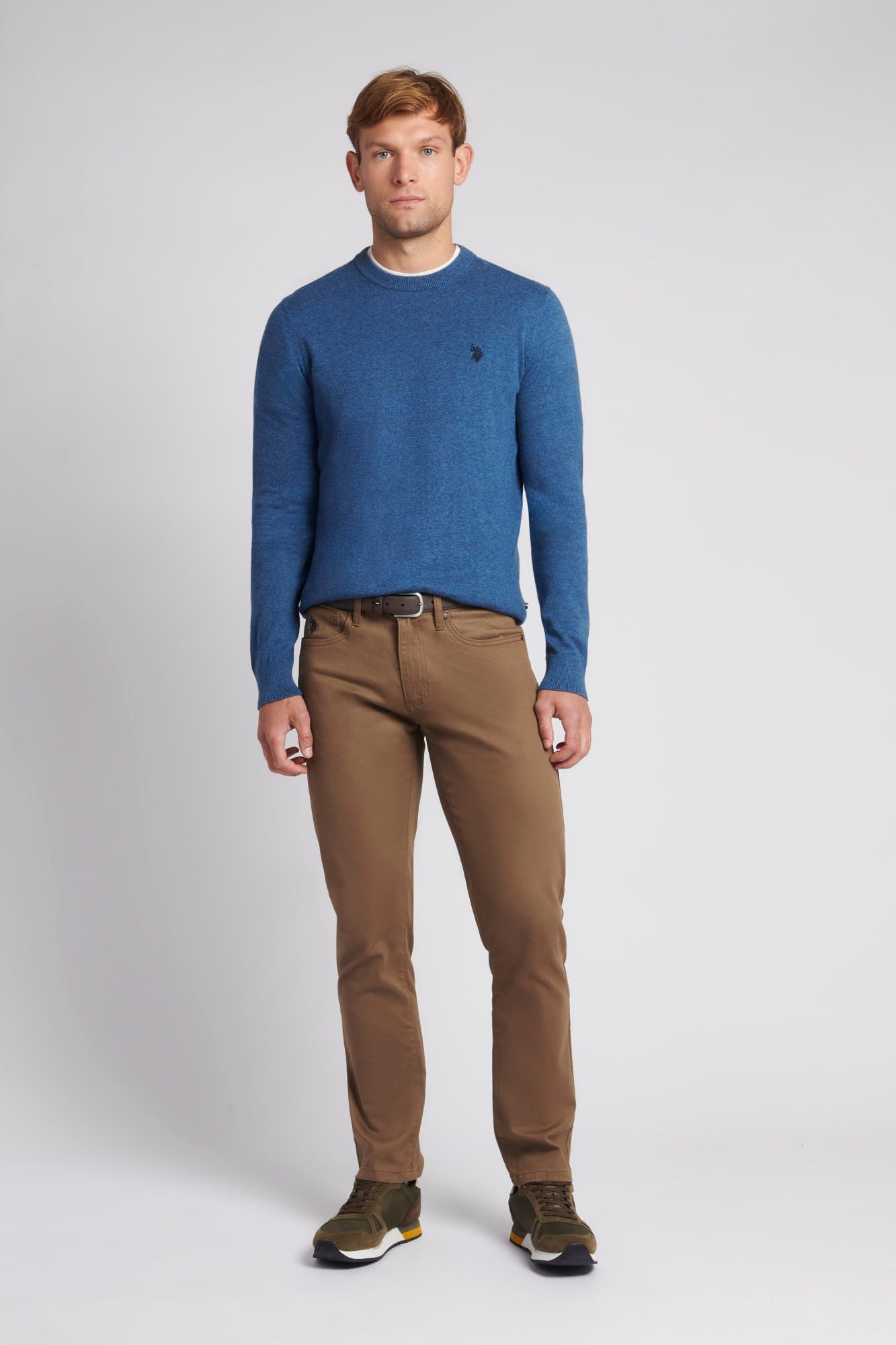 Mens Lightweight Crew Neck Jumper in Set Sail Marl