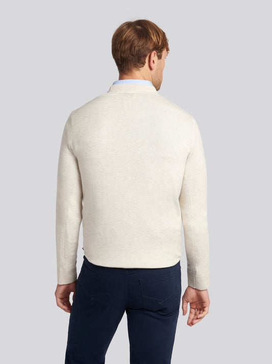 Mens Cotton Crewneck in Birch Marl