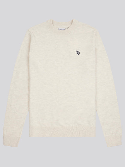 Mens Cotton Crewneck in Birch Marl