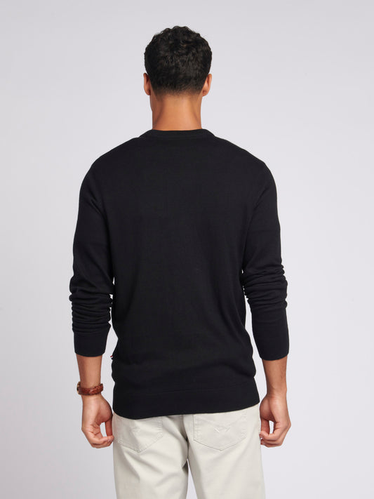 Mens Cotton Crewneck in Black Bright White DHM