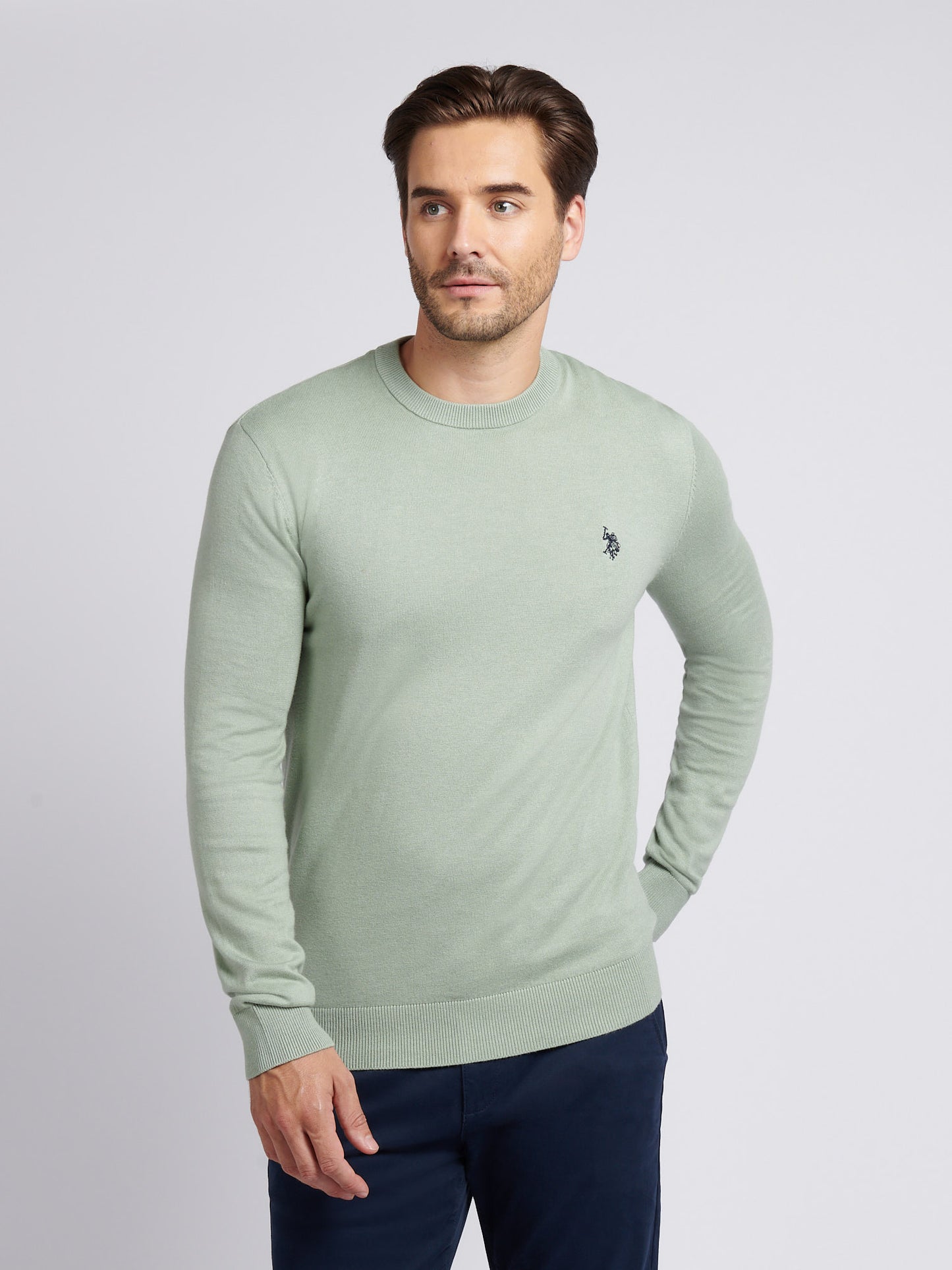 Mens Cotton Crewneck in Mulled Basil