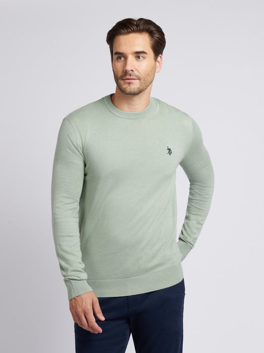 Mens Cotton Crewneck in Mulled Basil