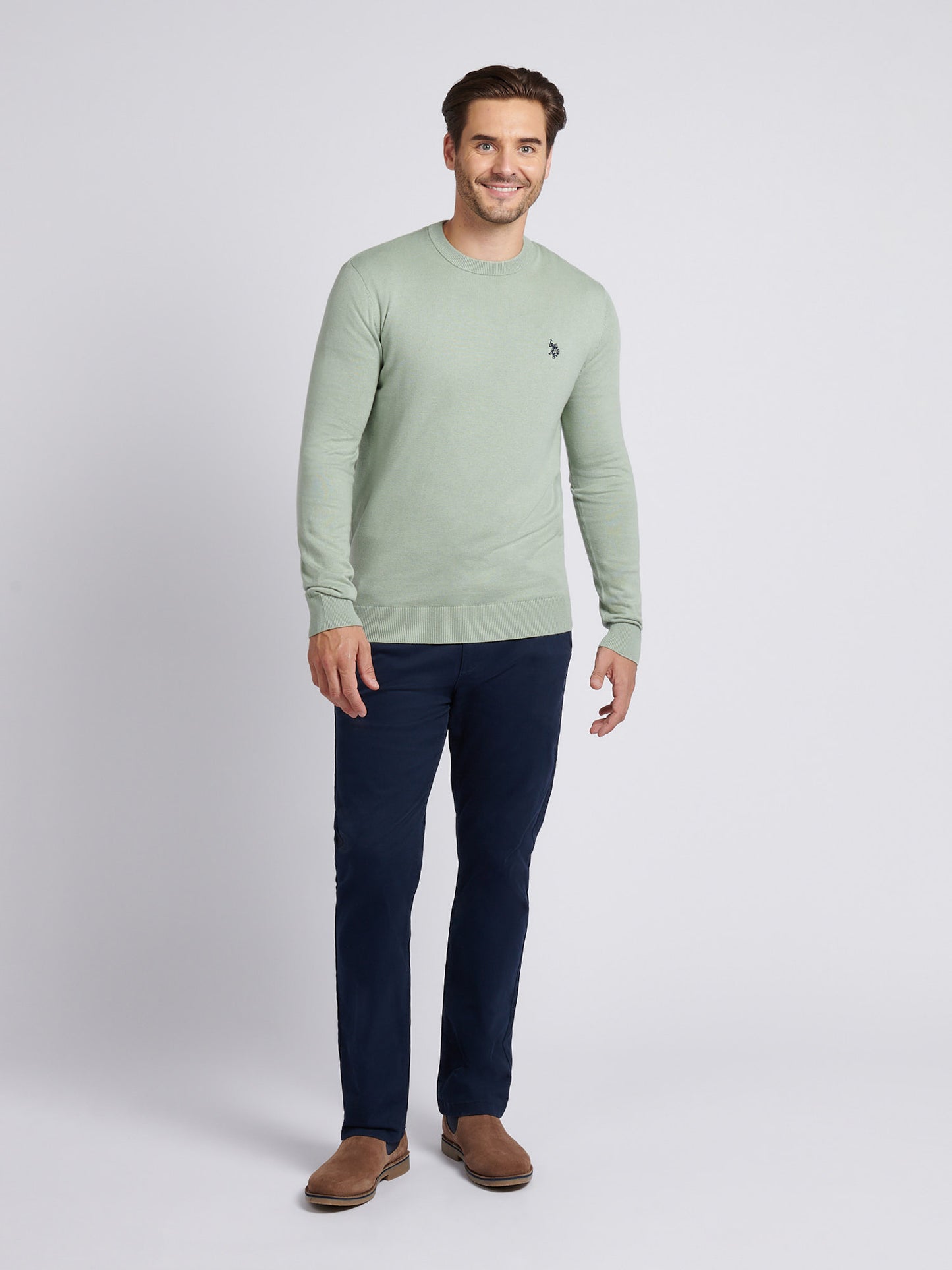 Mens Cotton Crewneck in Iceberg Green
