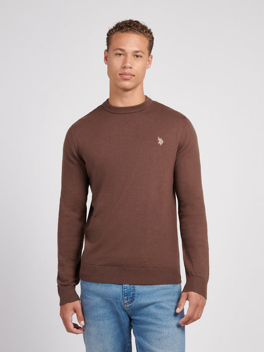 Mens Cotton Crewneck in Chocolate Martini