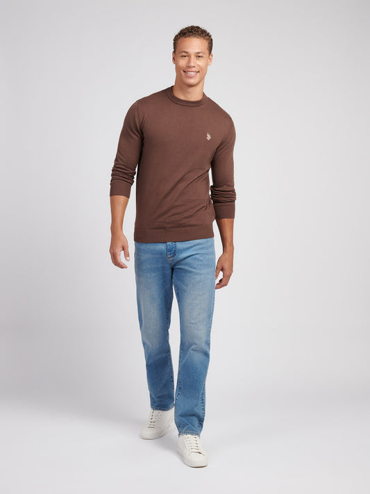 Mens Cotton Crewneck in Chocolate Martini