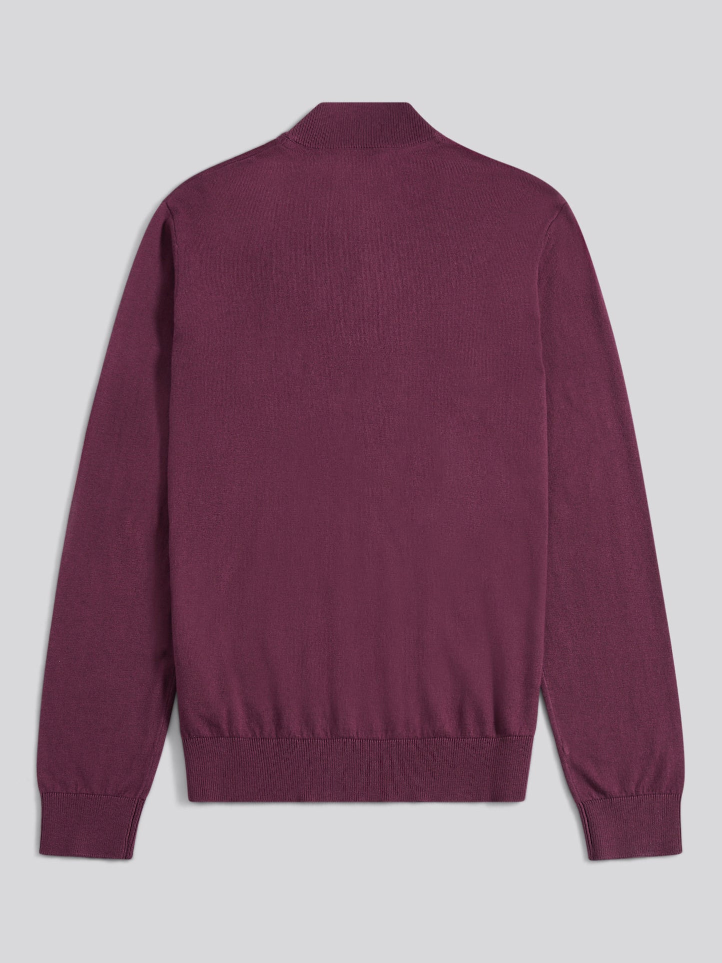 Mens Cotton Funnel Neck 1/4 Zip Knit in Grape Wine