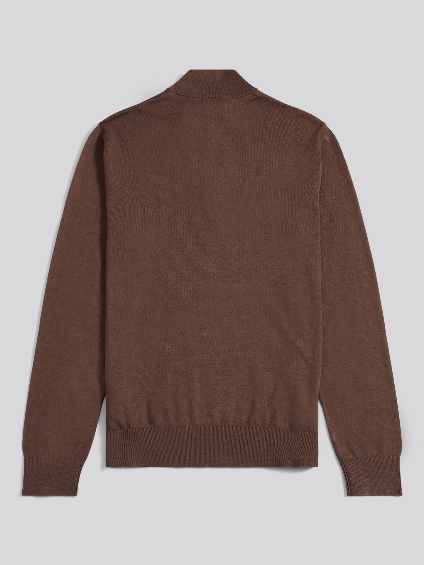 Mens Cotton Funnel Neck 1/4 Zip Knit in Chocolate Martini