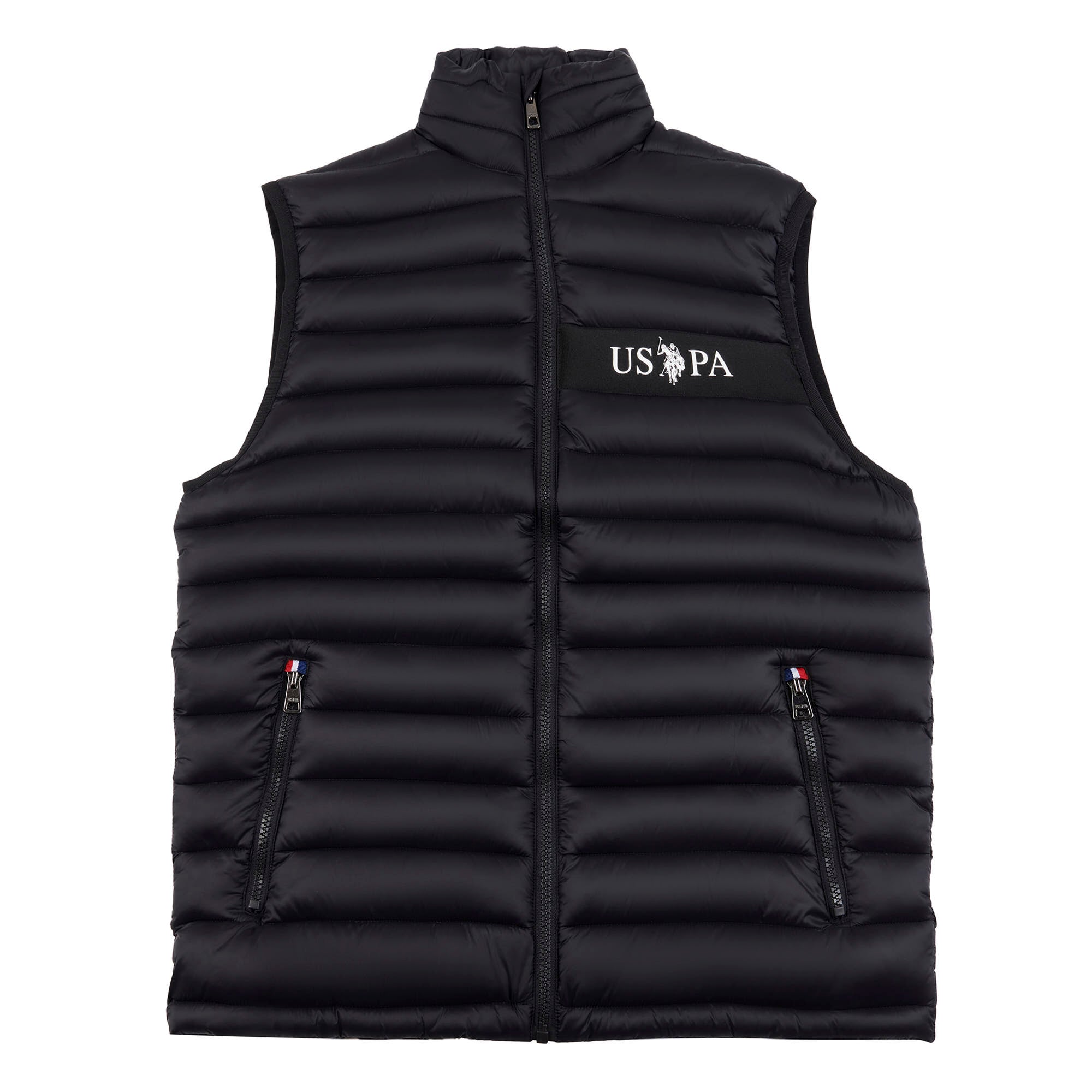 Mens Lightweight Quilted Tape Gilet in Black / Marshmallow