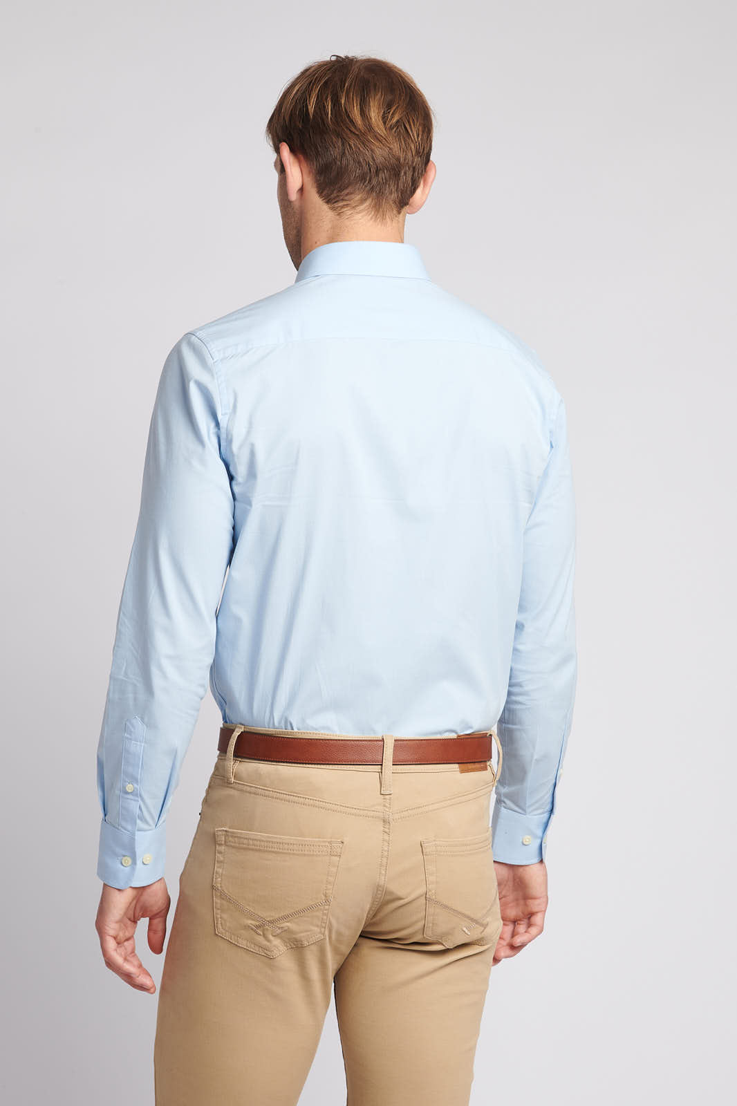 Mens Plain Poplin Shirt in Skyway