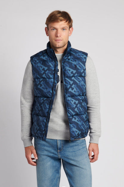 U.S. Polo Assn. Mens Monogram Gilet in Navy Blue