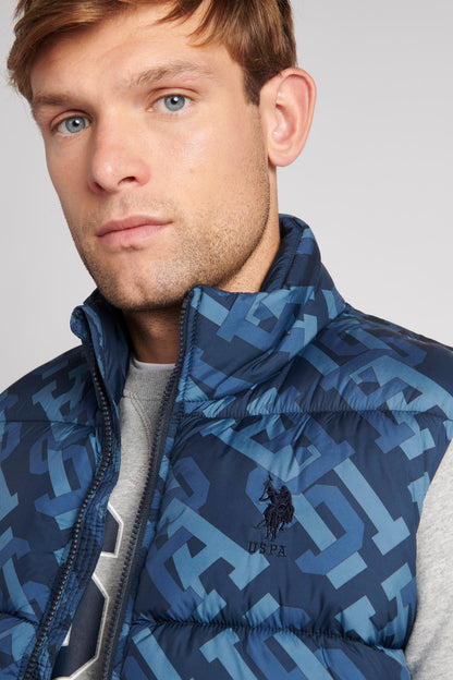 Mens Monogram Gilet in Navy Blue