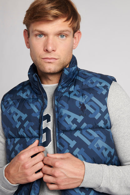 Mens Monogram Gilet in Navy Blue