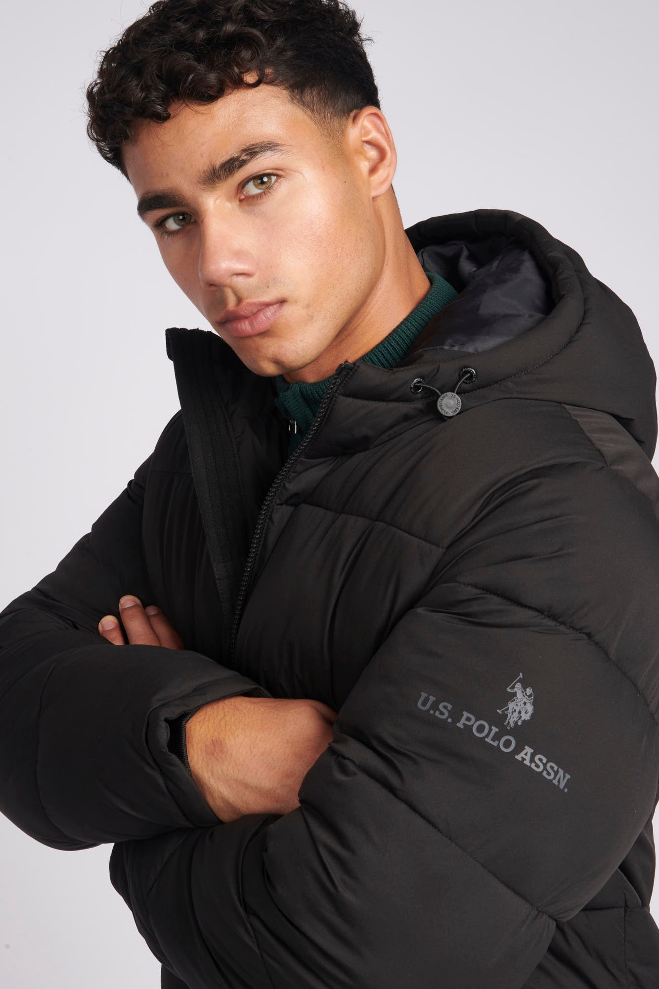 Mens Longline Puffer Coat in Black