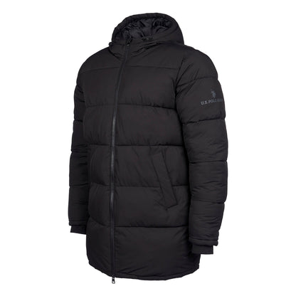 Mens Longline Puffer Coat in Black