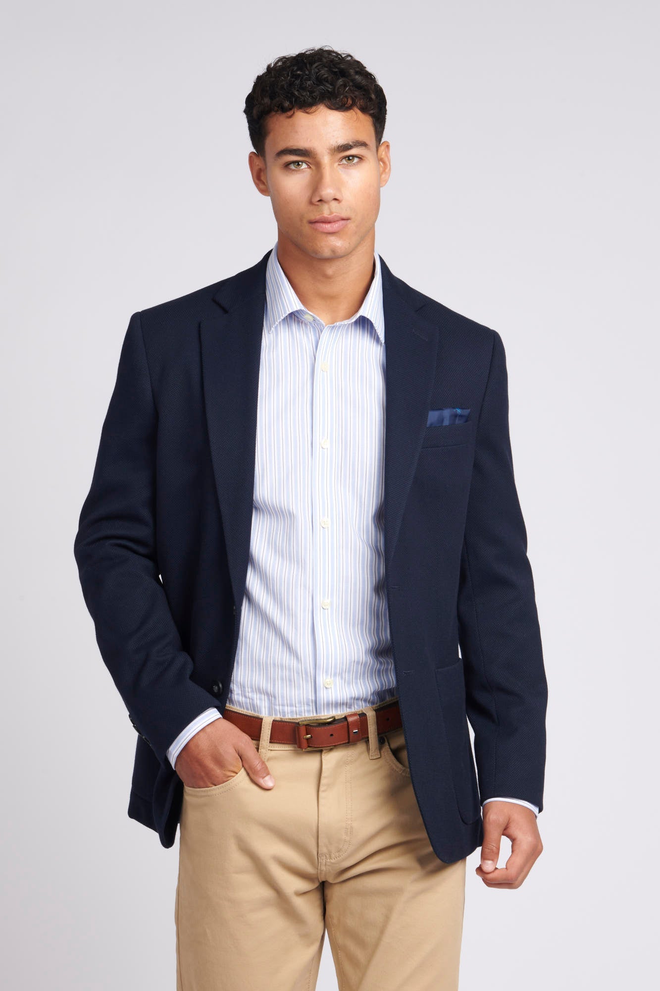 U.S. Polo Assn. Mens Textured Pique Jersey Blazer in Navy Blue