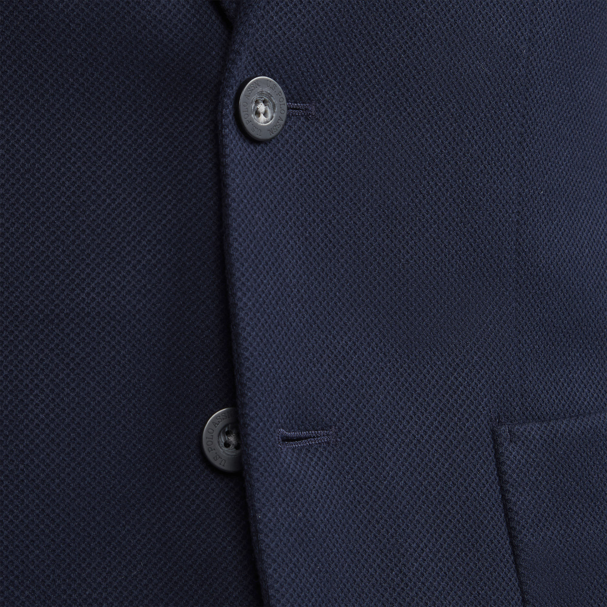 Mens Textured Pique Jersey Blazer in Navy Blue