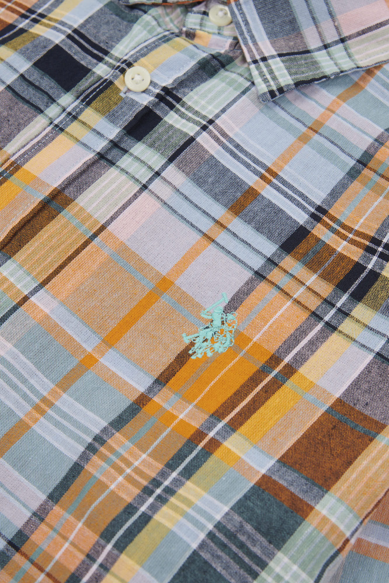 Mens Linen Blend Check Shirt in Cashmere Blue