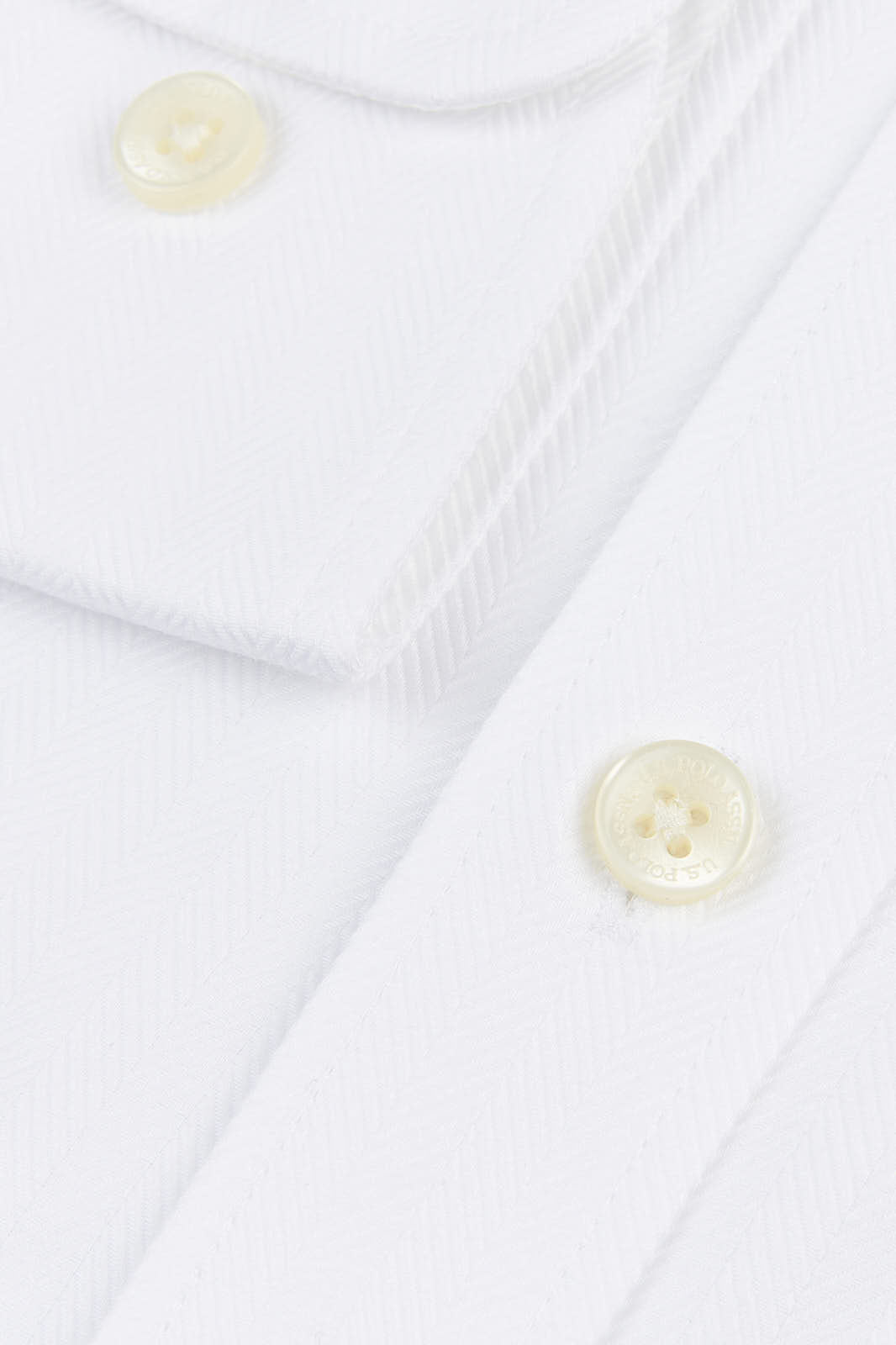 Mens Long Sleeve Herringbone Twill Shirt in White