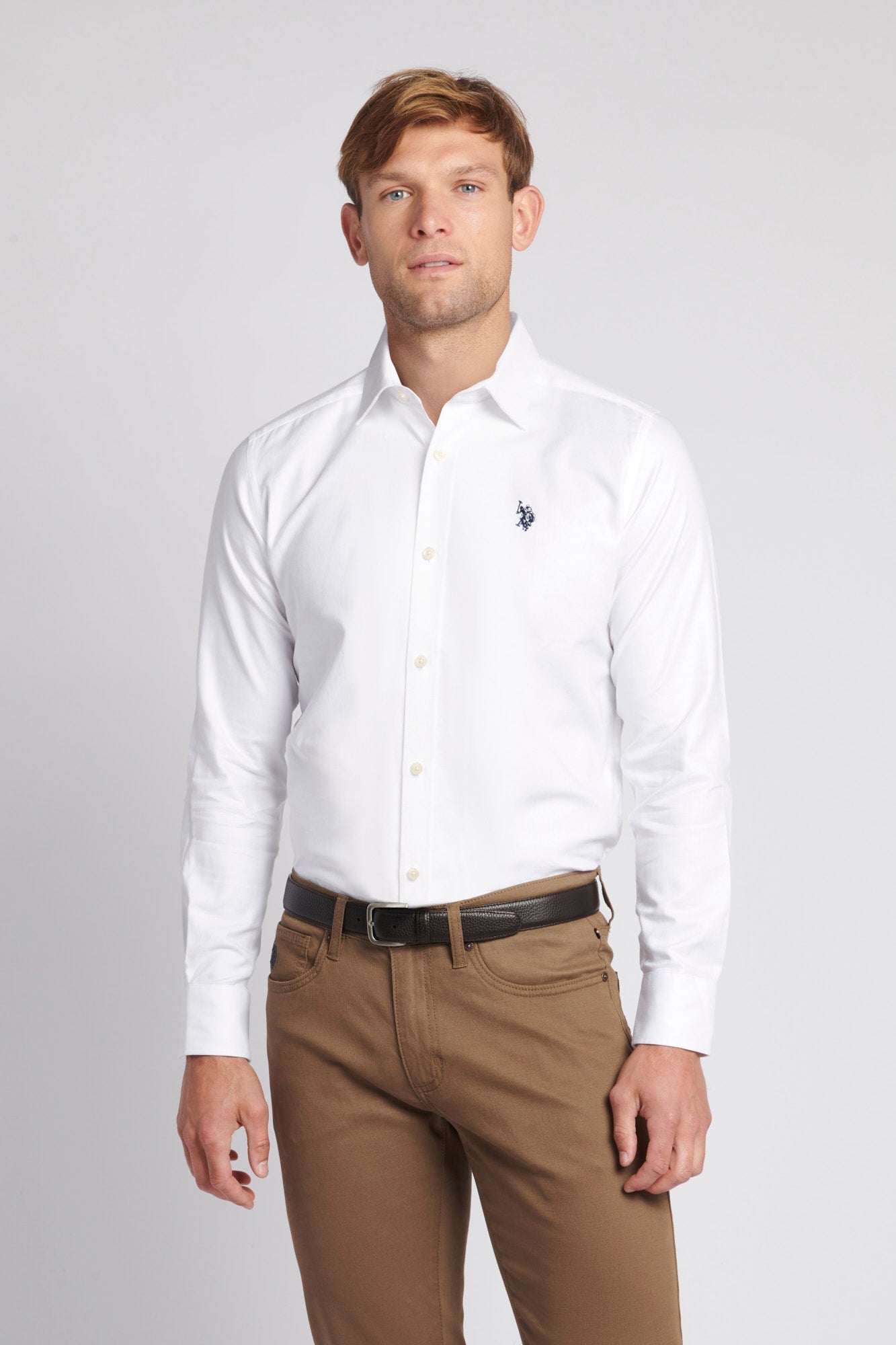 U.S. Polo Assn. Mens Long Sleeve Royal Twill Shirt in White