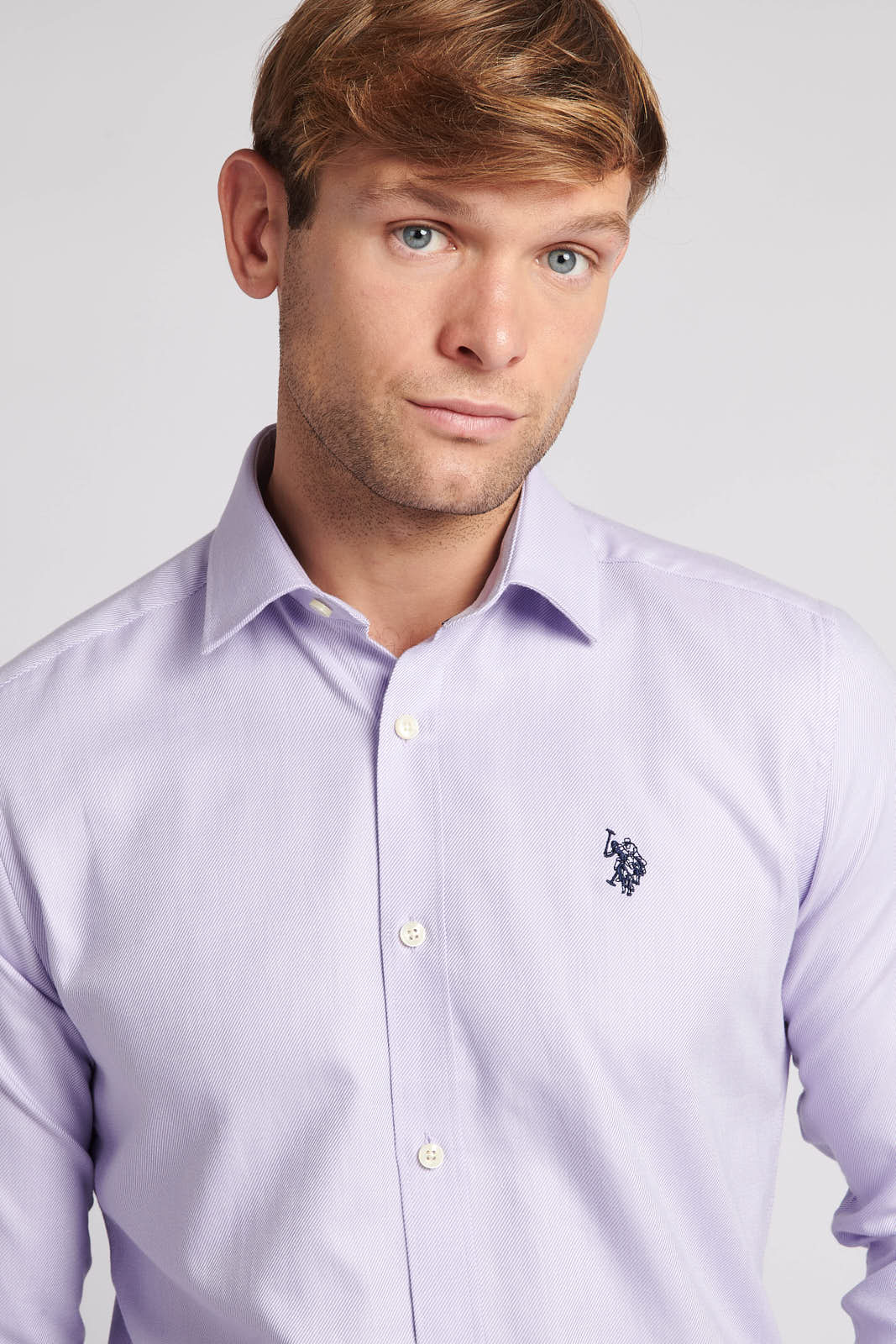 Mens Long Sleeve Royal Twill Shirt in Pastel Lilac