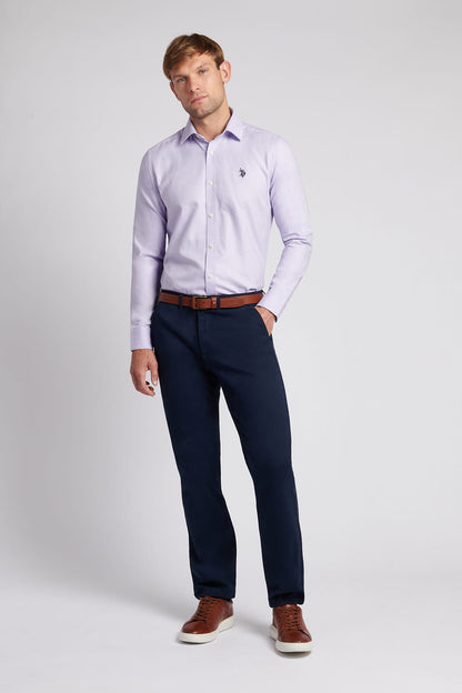 Mens Long Sleeve Royal Twill Shirt in Pastel Lilac