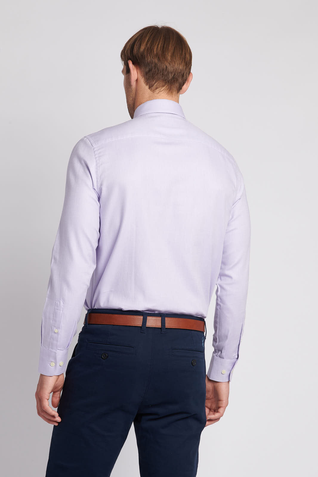 Mens Long Sleeve Royal Twill Shirt in Pastel Lilac