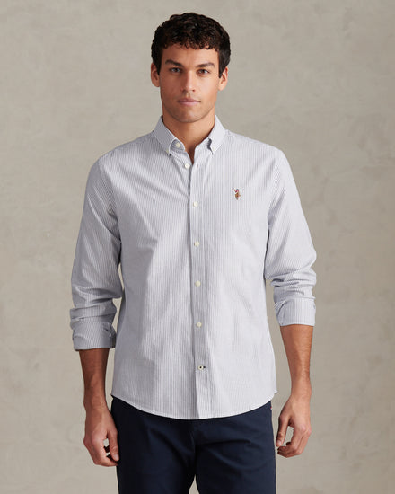 Mens Oxford Stripe  Shirt in Blue Yonder