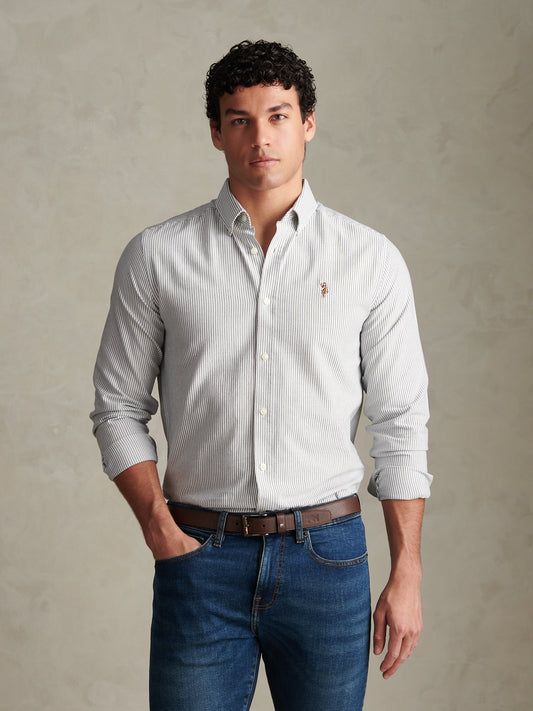 Mens Oxford Stripe  Shirt Green Gables