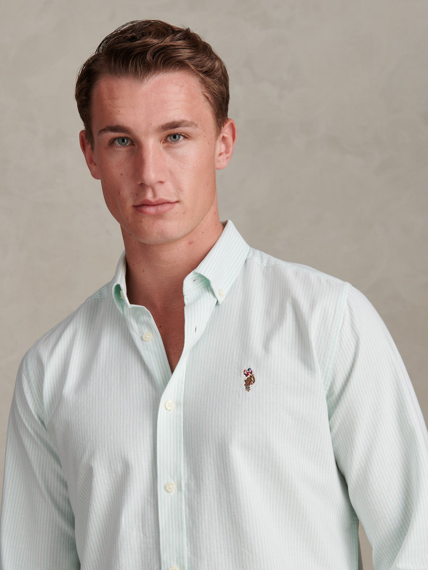 Mens Oxford Stripe  Shirt in Ice Green