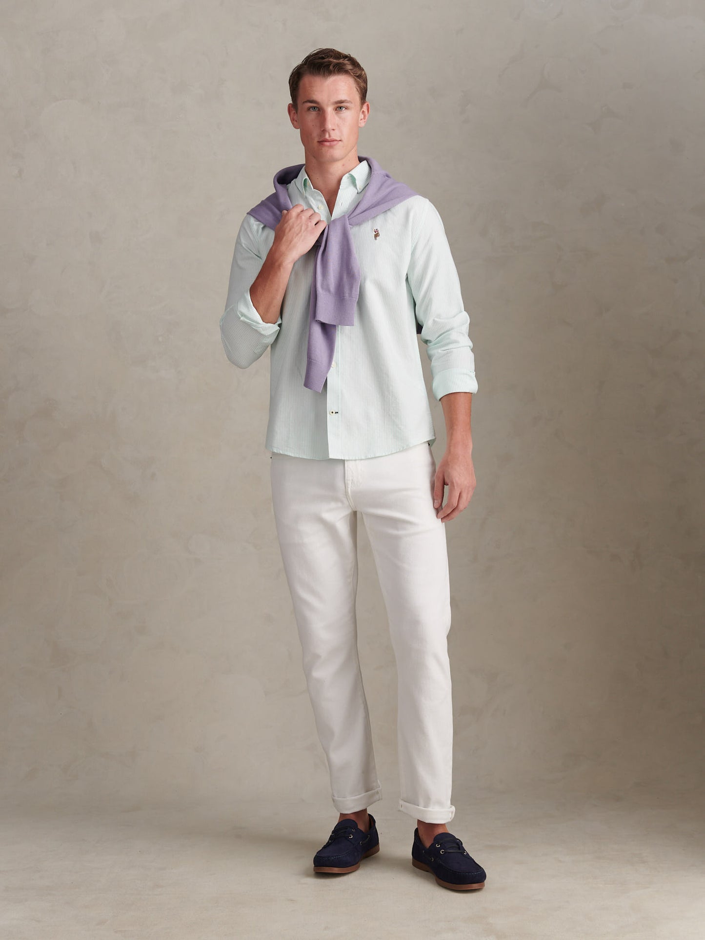 Mens Oxford Stripe  Shirt in Ice Green