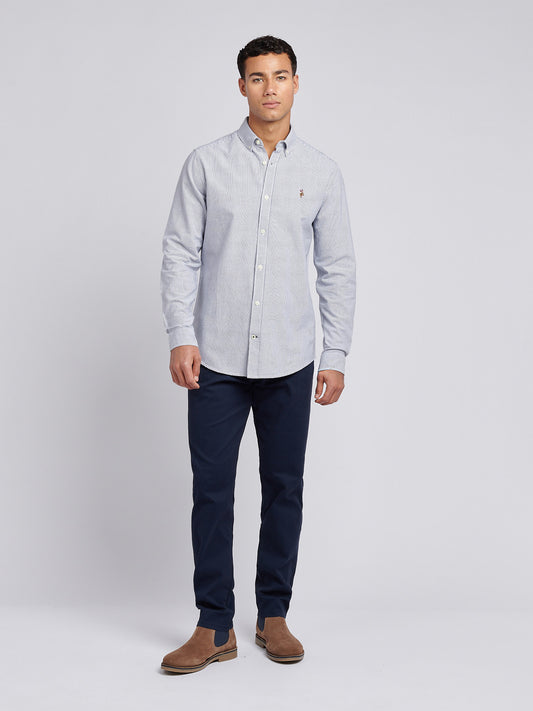 Mens Oxford Stripe  Shirt in Dark Sapphire Navy