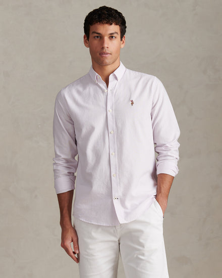 Mens Oxford Stripe  Shirt in Lilac Breeze