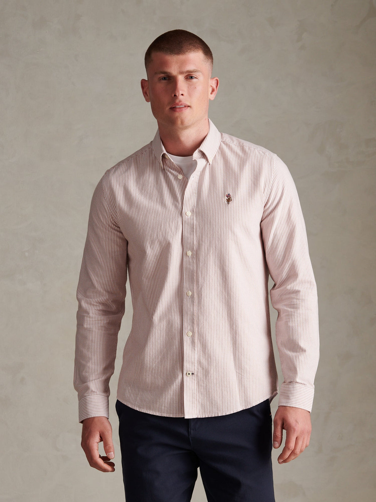 Mens Oxford Stripe  Shirt Autumn Leaf