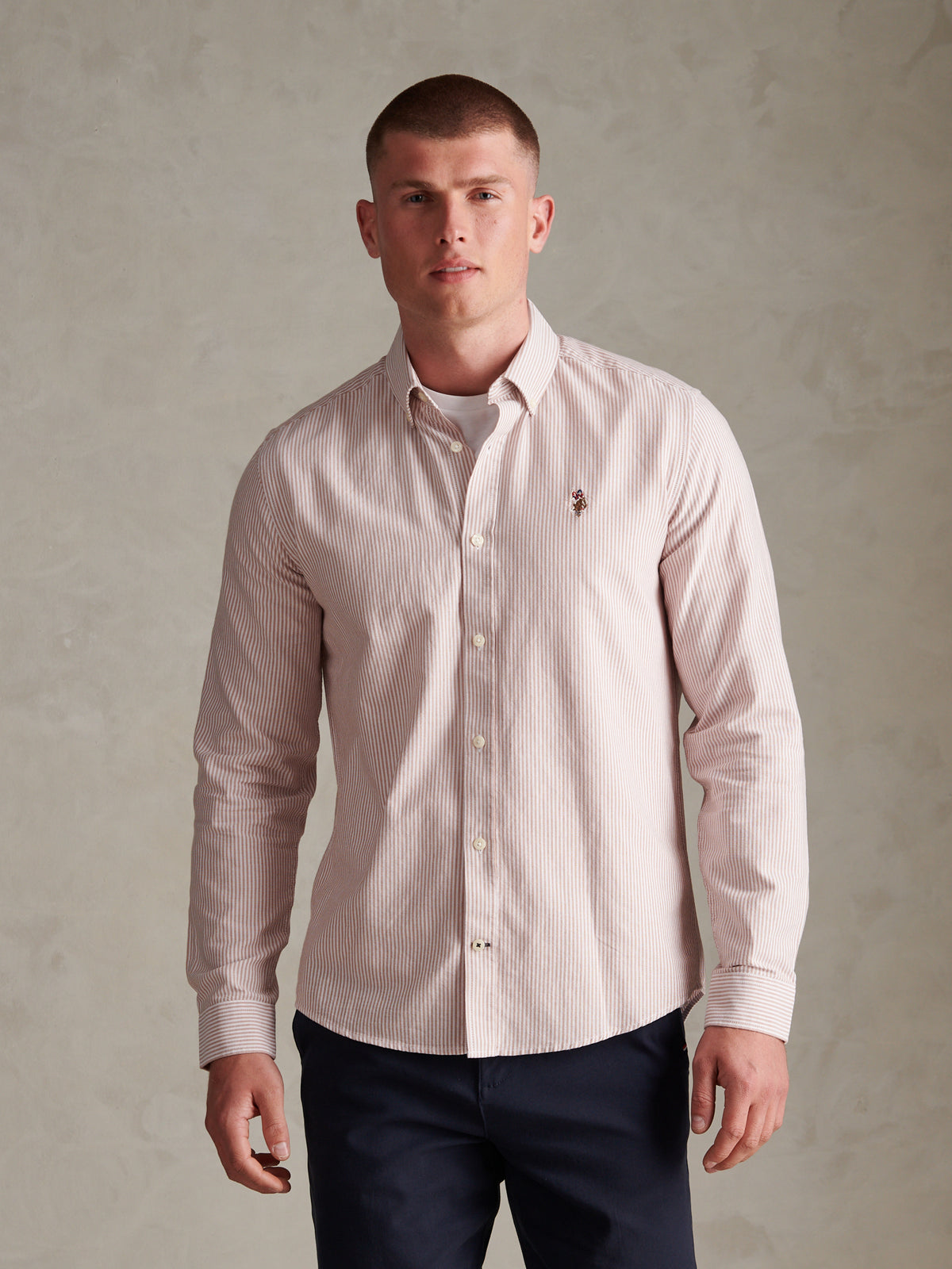 Mens Oxford Stripe  Shirt Autumn Leaf