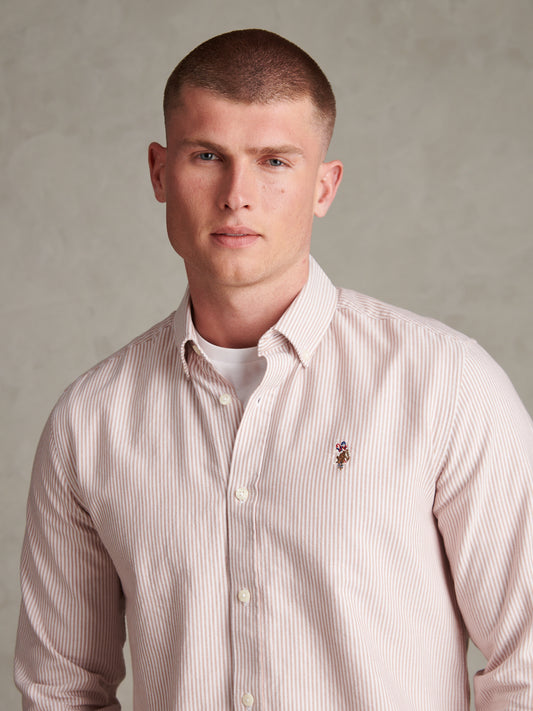 Mens Oxford Stripe  Shirt Autumn Leaf
