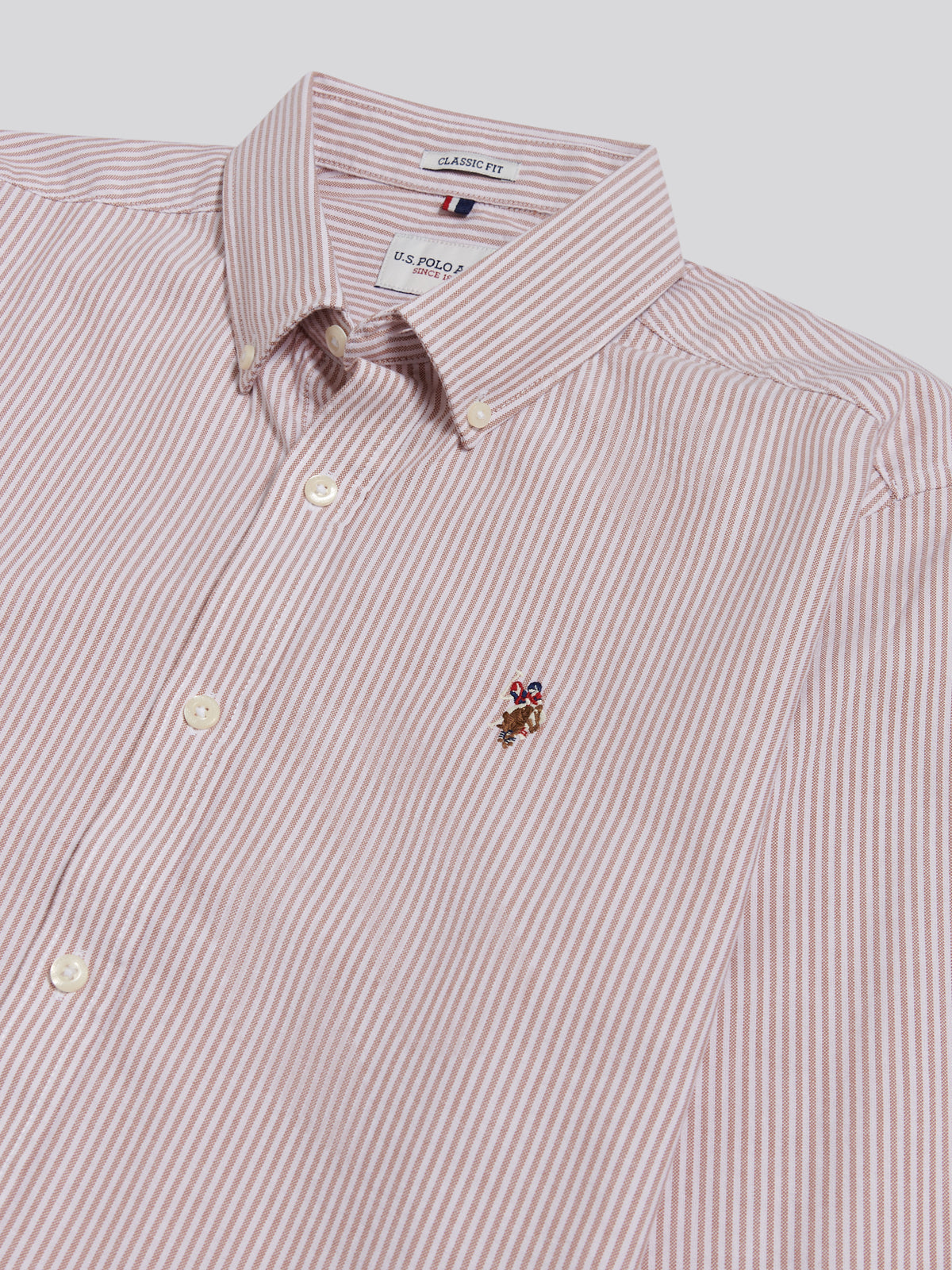 Mens Oxford Stripe  Shirt Autumn Leaf