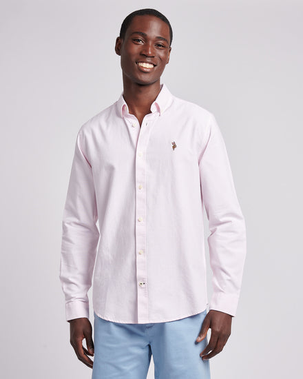 Mens Oxford Stripe  Shirt in Tickled Pink