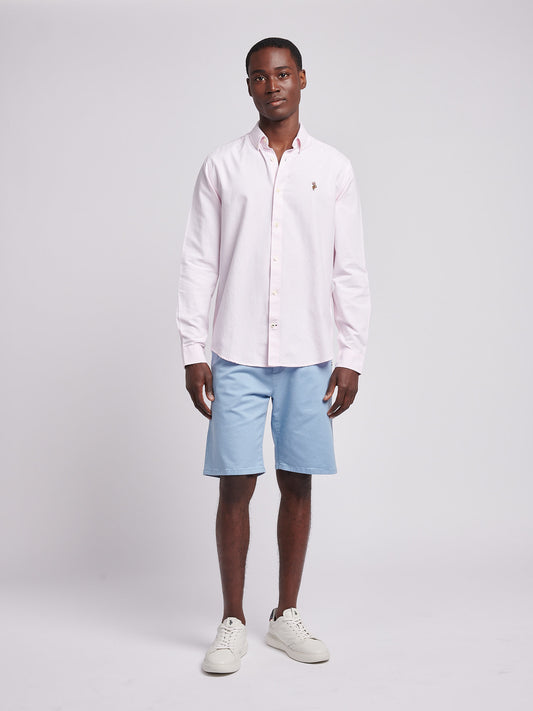 Mens Oxford Stripe  Shirt in Tickled Pink