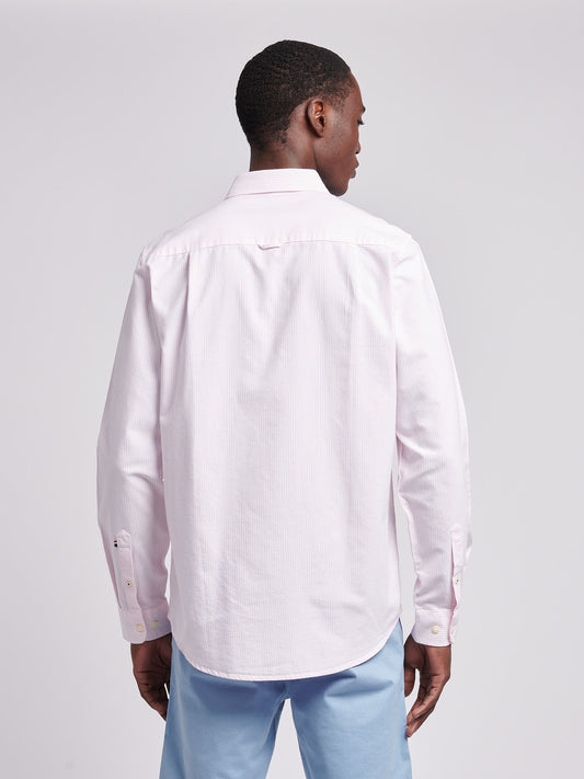 Mens Oxford Stripe  Shirt in Tickled Pink
