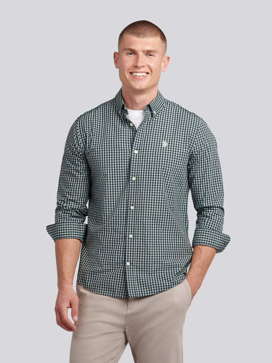 Mens Gingham Shirt in Iceberg Green