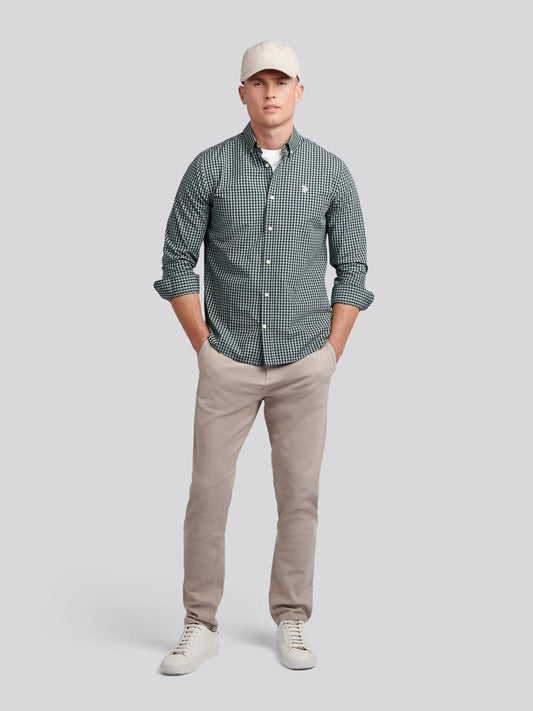 Mens Gingham Shirt in Iceberg Green