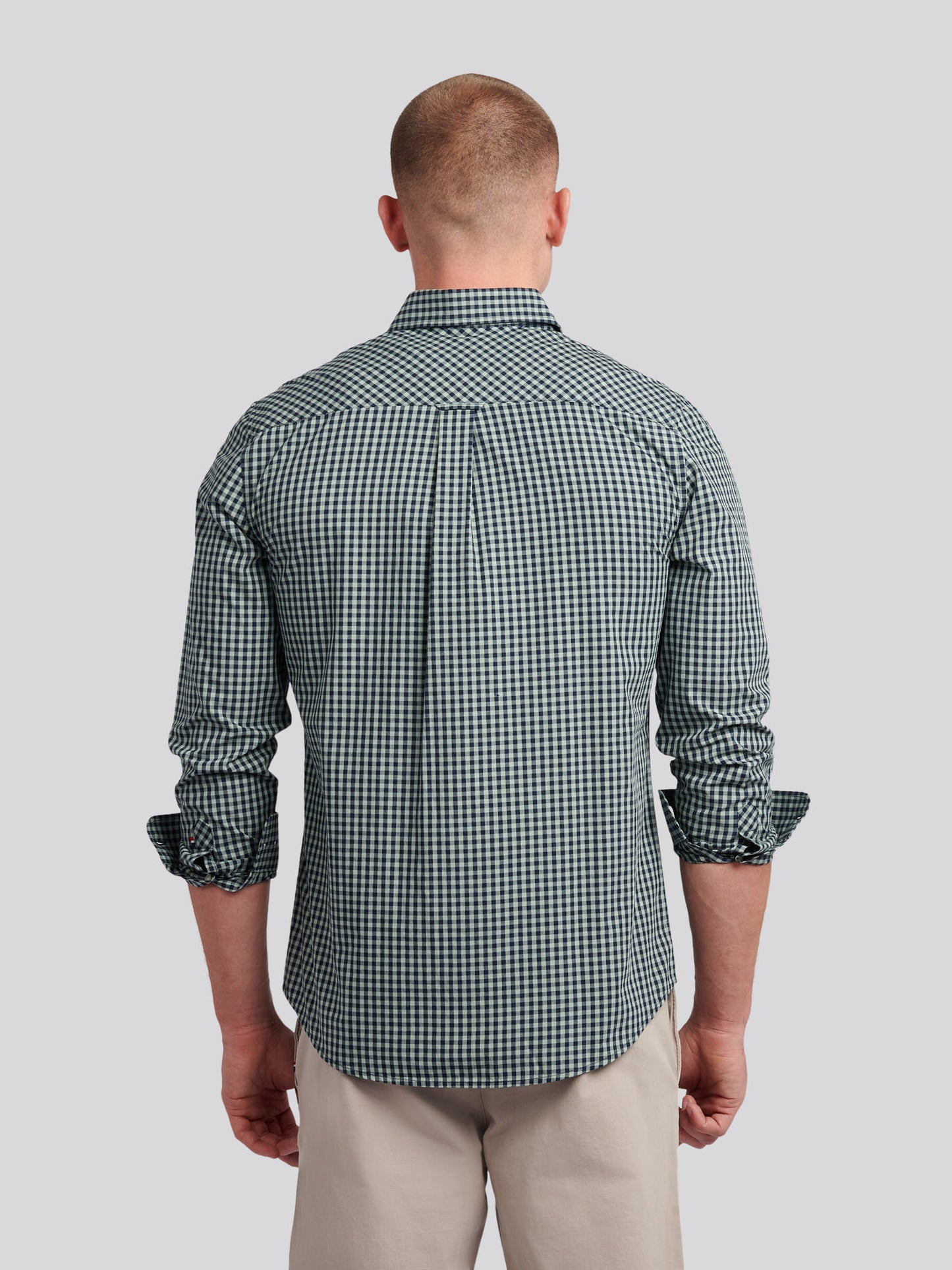 Mens Gingham Shirt in Iceberg Green