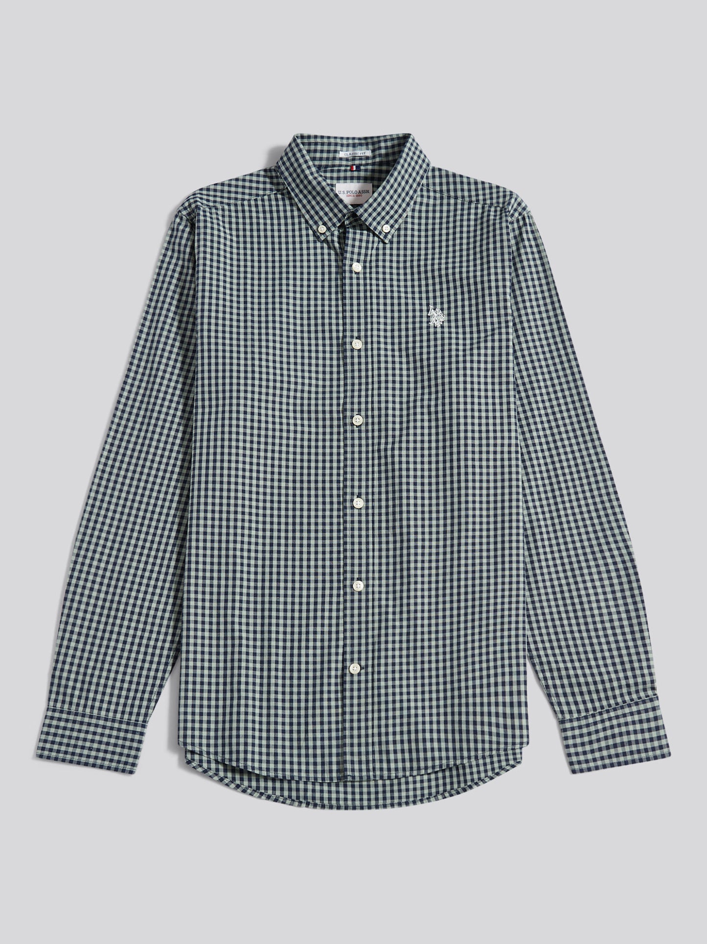 Mens Gingham Shirt in Iceberg Green