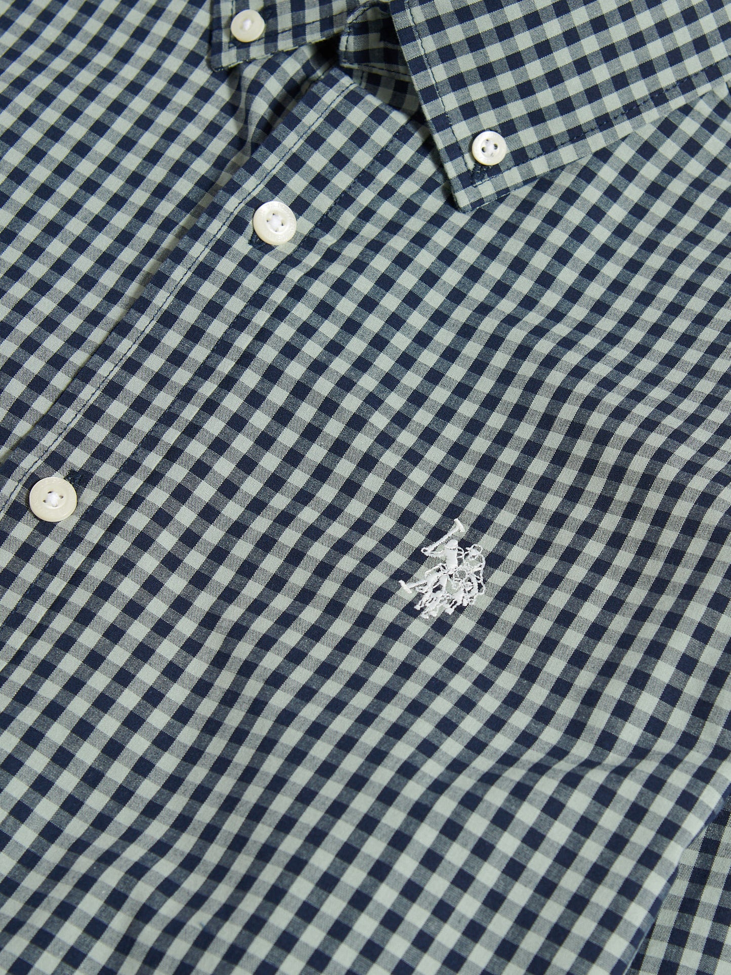 Mens Gingham Shirt in Iceberg Green