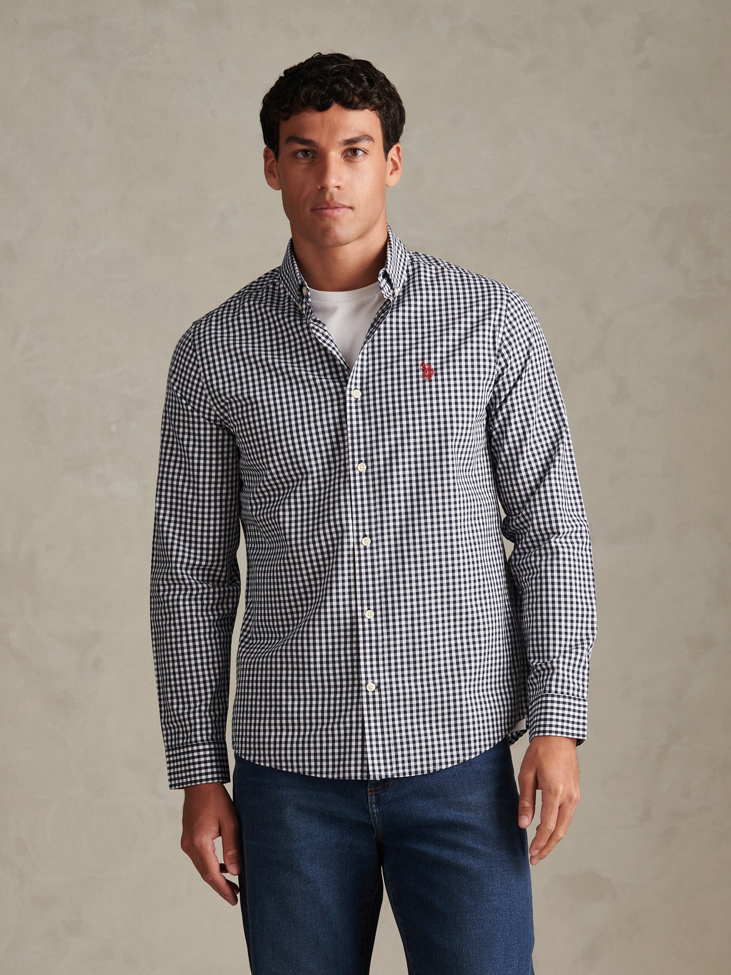 Mens Gingham Shirt Dark Sapphire Navy