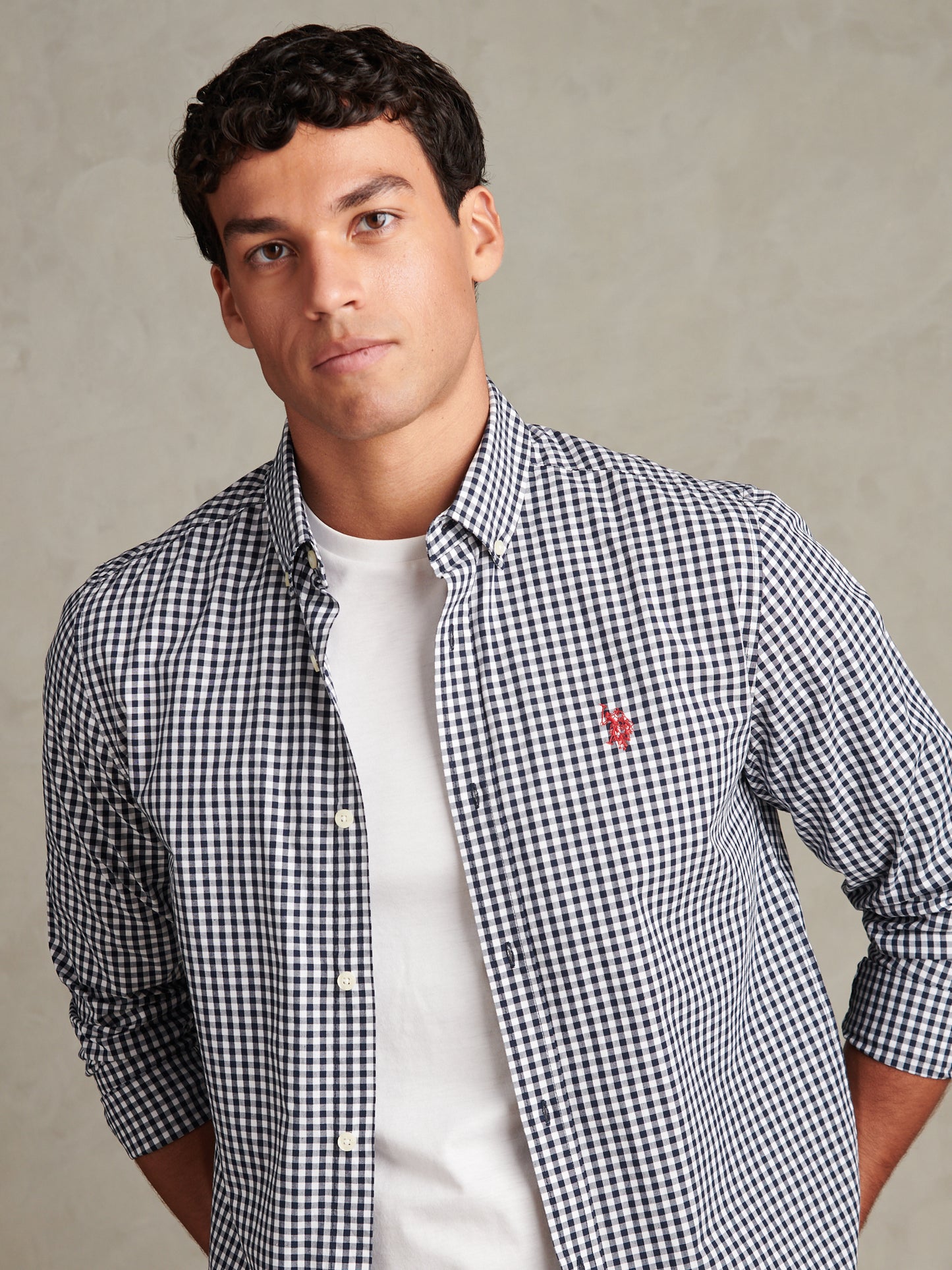 Mens Gingham Shirt Dark Sapphire Navy