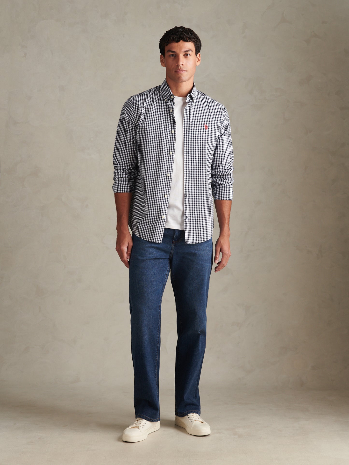 Mens Gingham Shirt Dark Sapphire Navy